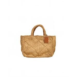 NEW MANEBI women's raffia sunset bag in tan crochet
